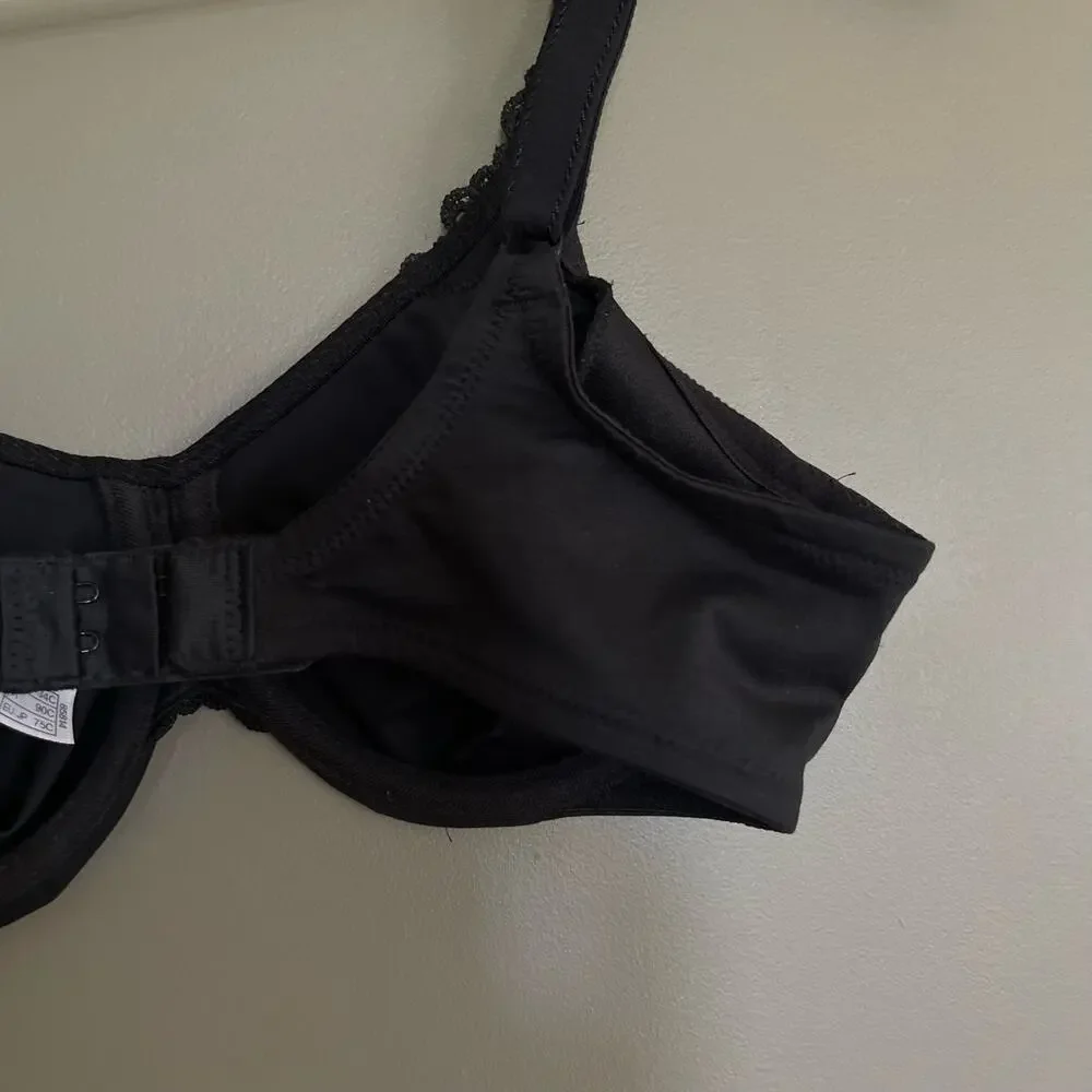 Wacoal Bodysuede Ultra Full Figure Seamless Underwire Bra Black Sz 34C Smoothing